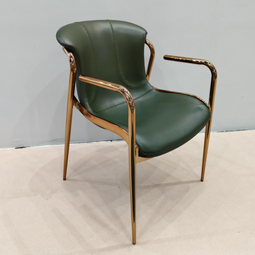 Artisan Saddle Leather Accent Chair - Gold Steel Framed Luxury Seating