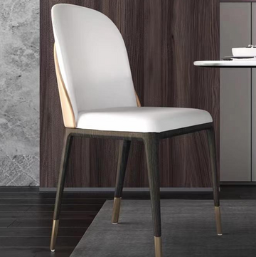 Elegant White Dining Chair - Solid Wood Legs & Stainless Steel Caps