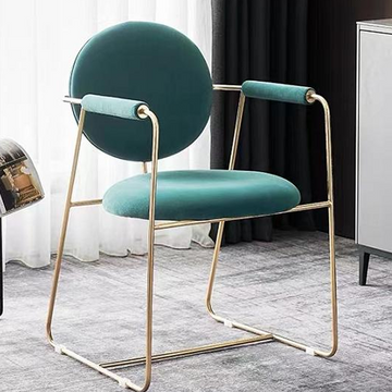 Luxury Teal Velvet Dining Chair - Gold Stainless Steel Frame & Sled Base
