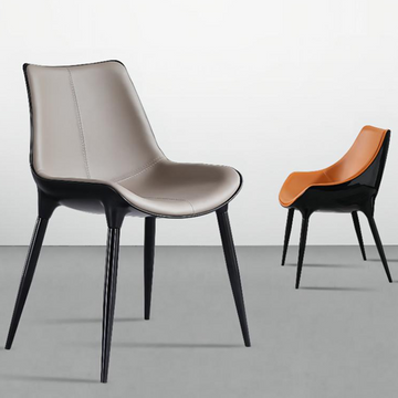 Modern Fiberglass Dining Chair Set: Gray & Orange Contemporary Design