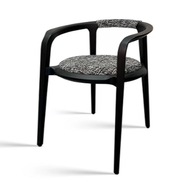 Organic Curve Accent Chair in Ash Wood & Geometric Fabric