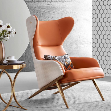 Luxury Wingback Armchair - Black Mesh & Gold-Plated Stainless Steel Frame