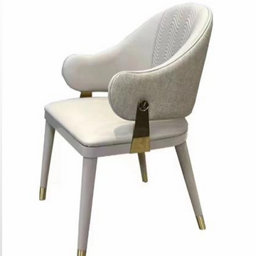 Elegant Ash Wood Dining Chair - Gold-Tipped Legs & Luxe Upholstery