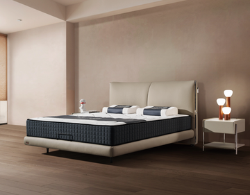 Modern Queen Size Bed & Nightstand Set - Soft Upholstered Bed Frame with Storage Drawer