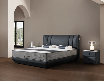 Modern Queen Size Bed & Nightstand Set - Plush Upholstered Bed Frame with Storage Options