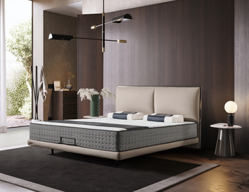 Modern Queen Size Bed & Nightstand Set - Upholstered Headboard with Storage Drawer