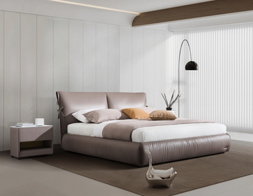 Modern King Size Bed & Nightstand Set - Minimalist Bedroom Furniture with Storage