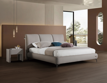Modern Queen Size Bed & Nightstand Set - Minimalist Upholstered Bedroom Furniture