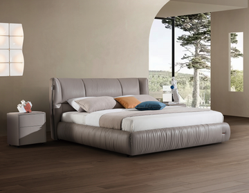 Modern King Size Bed & Nightstand Set - Tufted Upholstered Bedroom Furniture (2330×2170×1080mm)