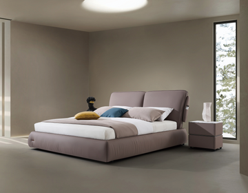 Modern Queen Size Bed & Nightstand Set - Soft Upholstered Bedroom Furniture