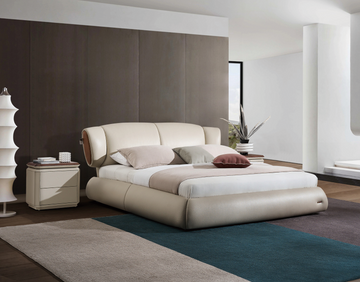 Modern Queen Size Bed & Nightstand Set - Upholstered Headboard Bedroom Furniture