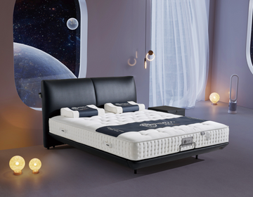 Modern Queen Size Bed & Nightstand Set - Black Faux Leather Upholstered Bedroom Furniture
