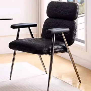 Metropolitan Executive Armchair - Black PU Leather with Stainless Steel & Walnut Accents