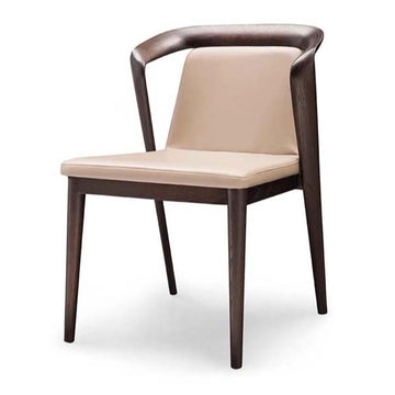 Metropolitan Dining Chair: Brushed Stainless Steel with Beige Leather Seat