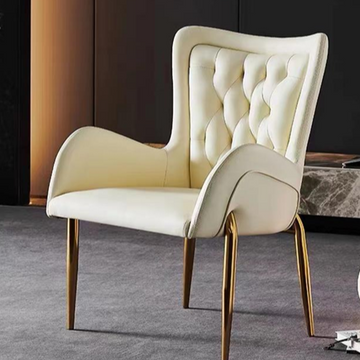 Modern Tufted Armchair: Cloud Velvet & Stainless Steel Legs