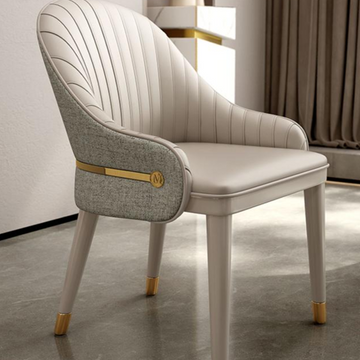 Elegant Ash Wood Dining Chair - Gold-Tipped Legs & Luxe Upholstery