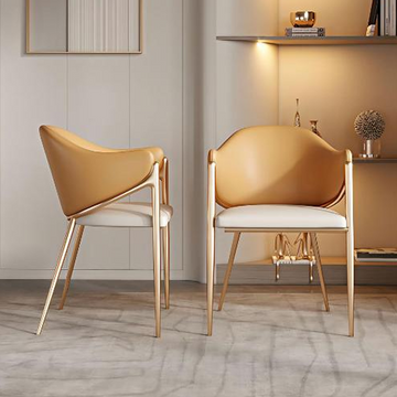 Luxury Dining Chair - Gold Stainless Steel Frame & Genuine Leather