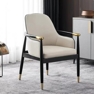Elegant Modern Armchair: Solid Walnut Frame & Premium Leather Upholstery