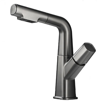 Gun Gray Adjustable Rotary Pull Out Basin Single Hole Faucet Pure Brass Matte Black Toilet Bathroom Vanity Top Mixer