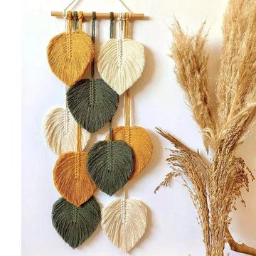 INS Hot Wholesale Leaf Macrame Decorative Hanging Wall Art Wall Decorations Tapestries Wall Decor for Home Luxury Living Room