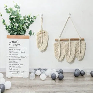 Handwoven Leaf Tassels Macrame Decorative Hanging Wall Art Wall Decorations Tapestries Wall Decor for Home Luxury Living Room