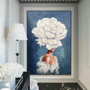 Flower Women Painting Large Hand-made Oil Paintings With Ladies Modern Elegant Girl Wall Art Paintings Women