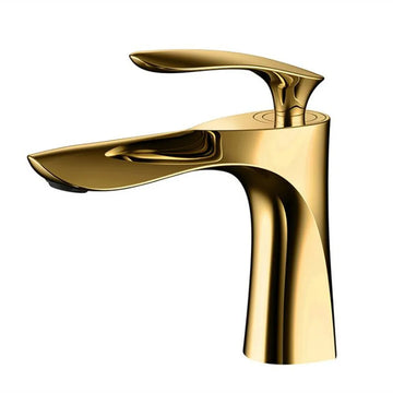 Hot and Cold Faucet in the Bathroom Basin