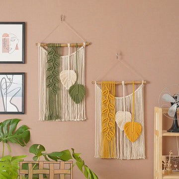 Wholesale Cotton Boho Leaf Macrame Home Décor Decorative Hanging Wall Art Wall Decor for Home Wall Living Room
