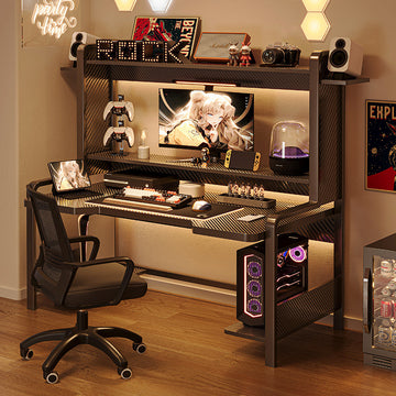 Adjustable computer desk with shelf, bedroom household small computer desk, bookshelf integrated e-sports table and chair set