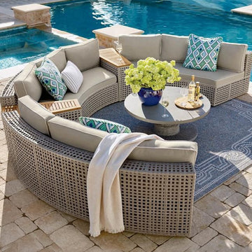 Rattan sofa combination courtyard garden leisure outdoor living room semi-circular arc rattan chair terrace outdoor furniture