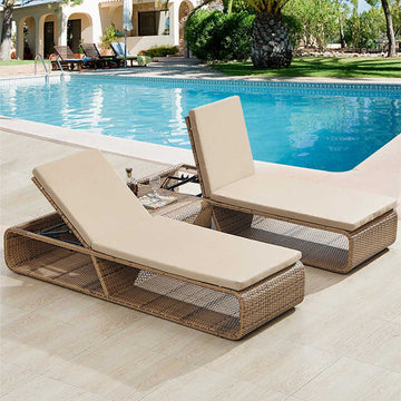 Outdoor Loungers Balcony Courtyard Outdoor Villa Swimming Pool Beach Chairs Outdoor Terrace Waterproof Leisure Rattan Loungers