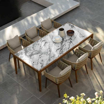 Outdoor dining table and chair combination teak courtyard villa garden restaurant outdoor leisure model room bed and breakfast rattan chair furniture