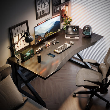 Computer desk desktop household carbon fiber e-sports table and chair set bedroom game table simple workbench desk