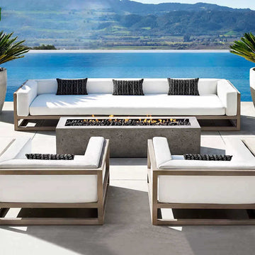 Outdoor aluminum alloy leisure furniture waterproof and sunscreen courtyard garden B & B terrace outdoor balcony wood grain paint sofa