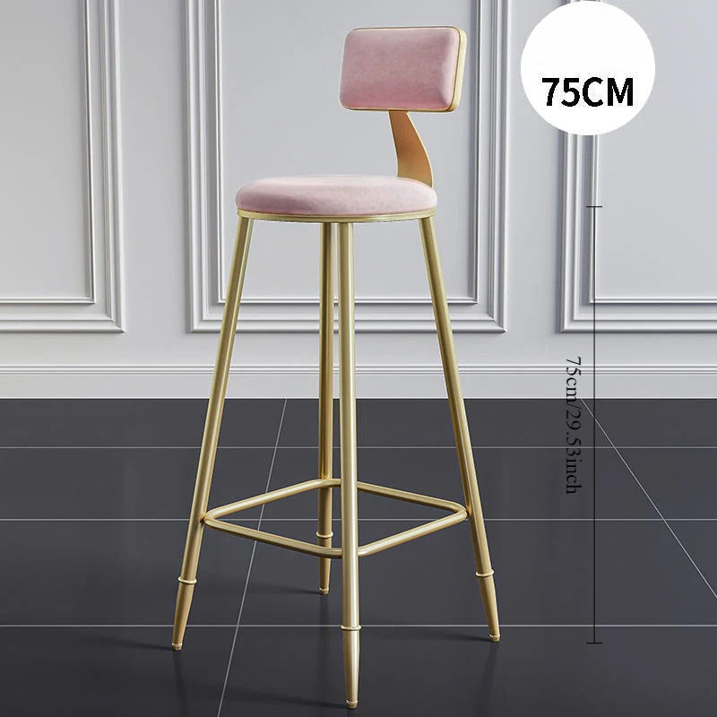 Wrought iron bar chair Modern simple home backrest Bar stool Bar chair High stool Nordic milk tea shop Front desk chair