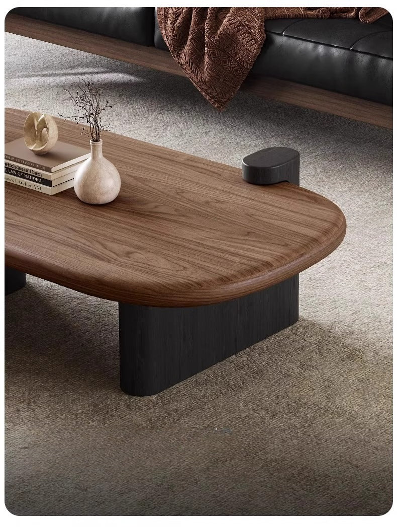 2025 new medieval oval coffee table living room household small apartment solid wood coffee table light luxury high-end retro