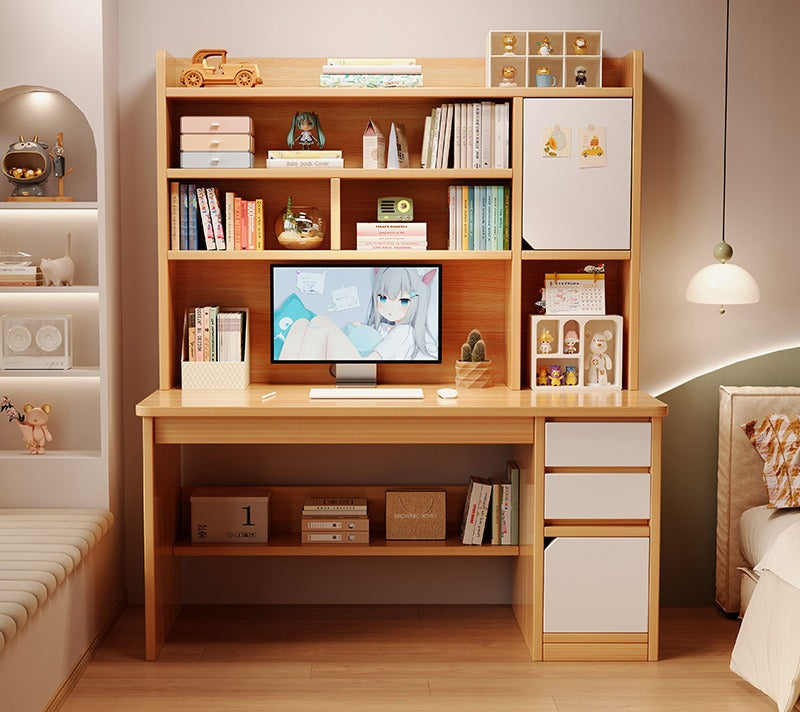 Desk bookshelf integrated computer desk desktop home student study desk and chair combination simple bedroom office writing desk