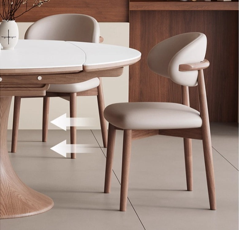 Square and round dual-purpose retractable rock slab dining table, simple modern large and small apartment dining chair combination restaurant, solid wood household dining table