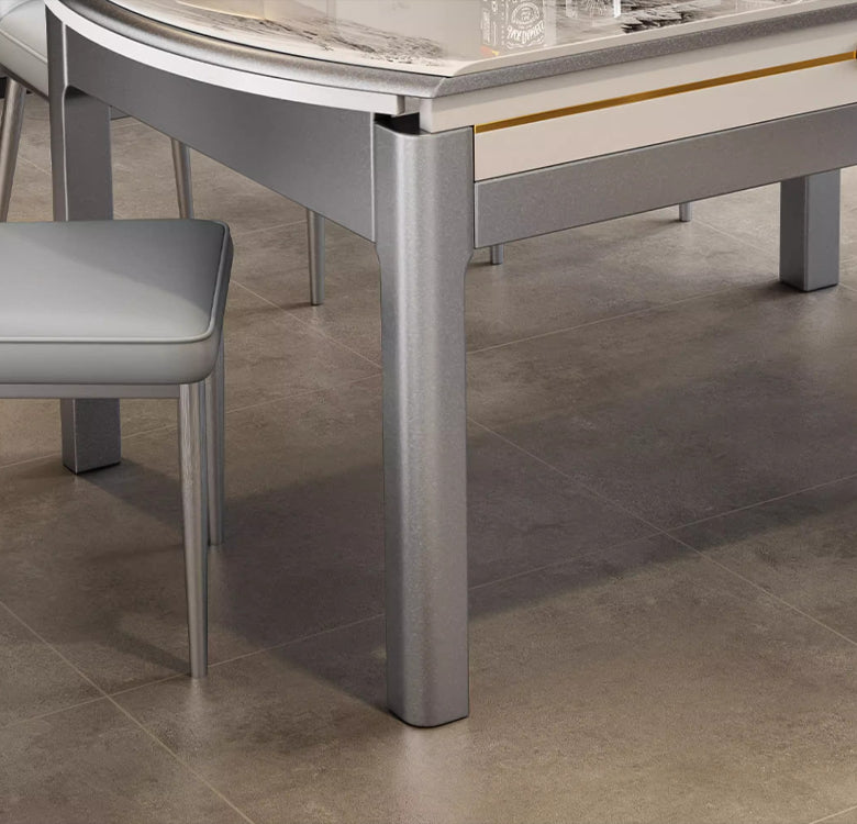 Modern simple microcrystalline stone dining table marble small apartment square and round dual-purpose household retractable folding dining table and chairs