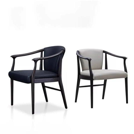 Modern Sculptural Dining Chair: Dual-Tone Upholstery & Walnut Accent Leg