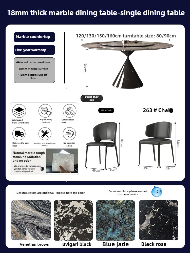 Italian light luxury marble dining table 2025 new modern simple supercrystalline stone round home dining table and chair combination