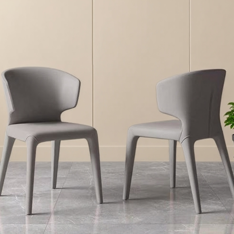 Modern Curved Dining Chair - Gray Molded Foam & Sleek Design
