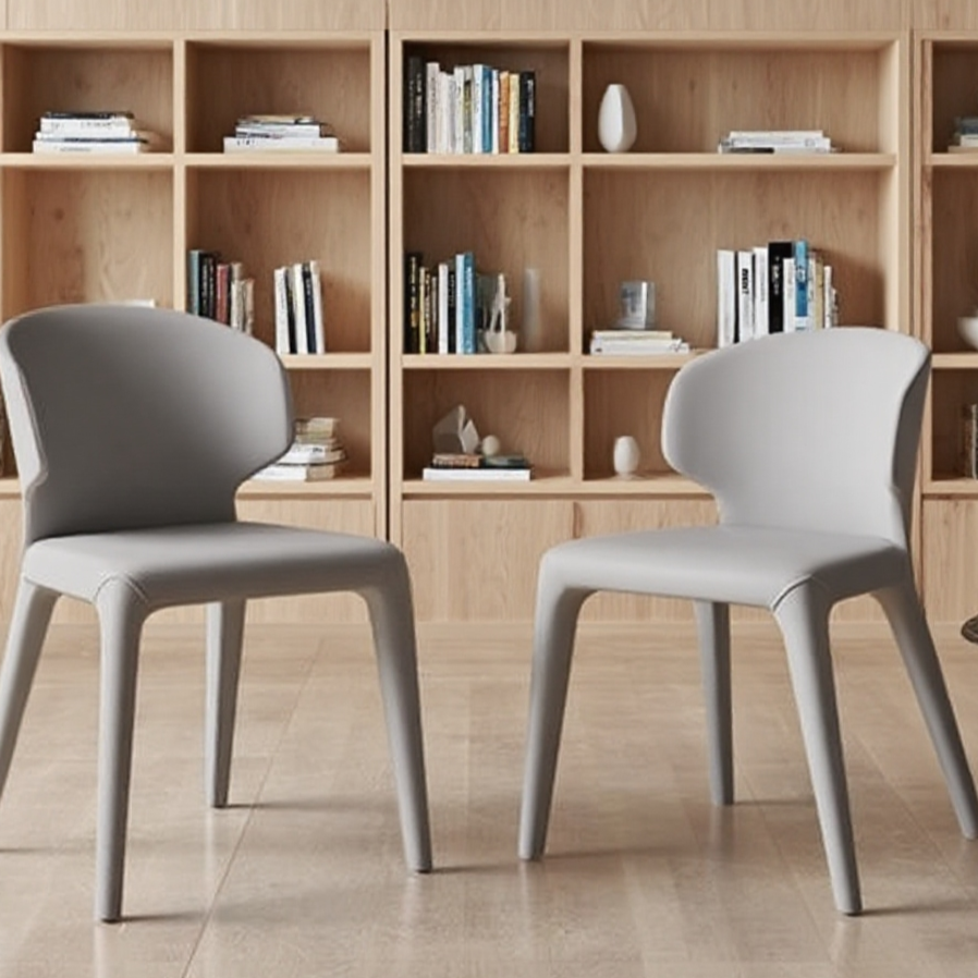 Modern Curved Dining Chair - Gray Molded Foam & Sleek Design