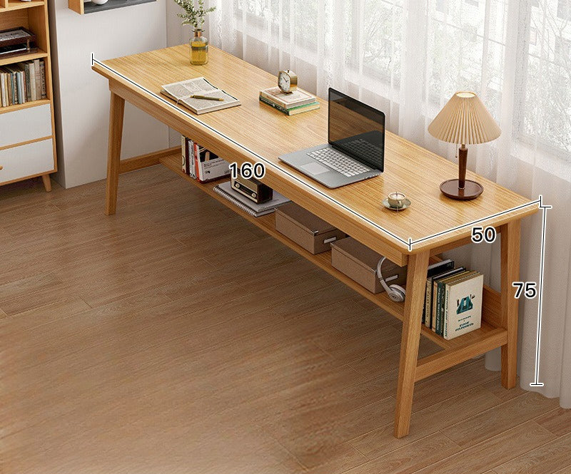 Long table against the wall Narrow table Rectangle desk Double desk Household computer desk Solid wood leg workbench