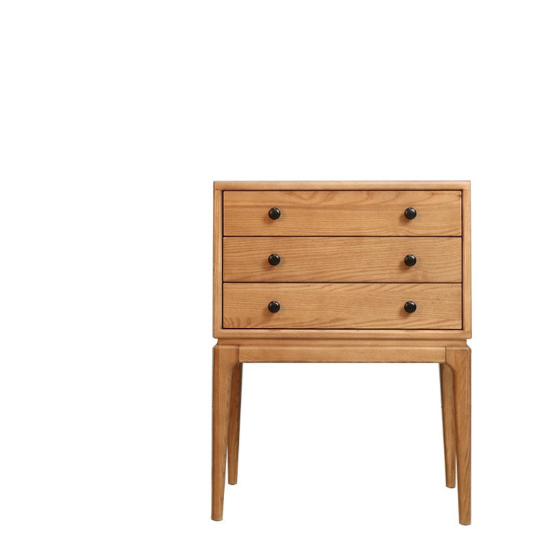 All solid wood three-bucket cabinet bedside table ash wood solid wood sofa side cabinet high-footed three-bucket cabinet storage cabinet sofa side cabinet