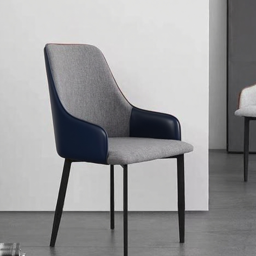 Modern Gray & Brown Dining Chair - Carbon Steel Frame & Hybrid Upholstery