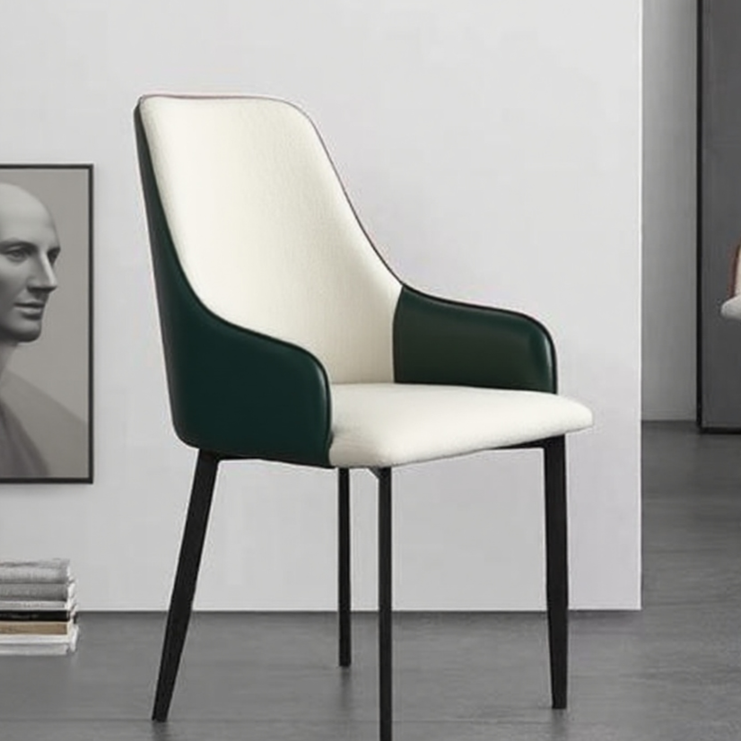 Modern Gray & Brown Dining Chair - Carbon Steel Frame & Hybrid Upholstery