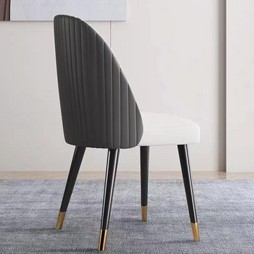 Modern Velvet Dining Chair: Dark Gray & Gold-Tipped Wooden Legs
