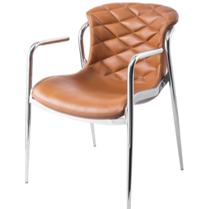 Artisan Saddle Leather Accent Chair - Gold Steel Framed Luxury Seating