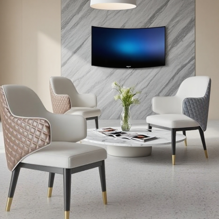 Luxury Diamond-Quilted Dining Chair - Rose Gold Steel Caps & Solid Wood Frame